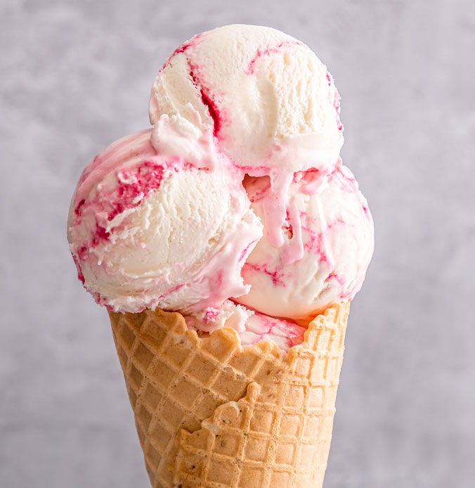 Lakes Ice Cream Classic Raspberry Ripple Flavour
